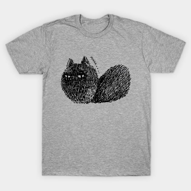 cute black sad cat T-Shirt by asiancoffeegirl